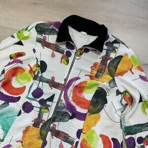 Et lois Womens Long Sleeve Full Zip Abstract Print Multicolor Jacket Size 1X